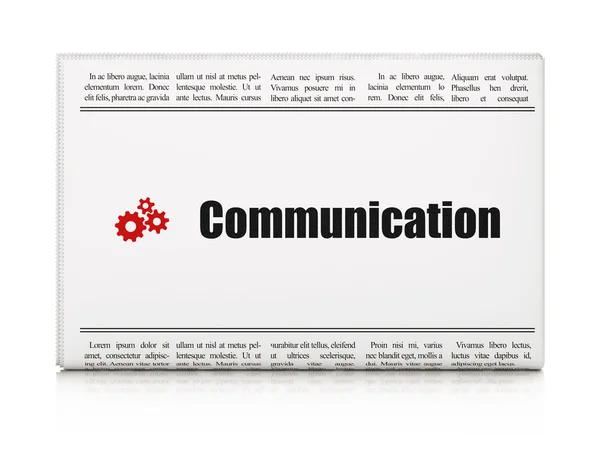 Marketing concept: newspaper with Communication and Gears — Stock Photo, Image