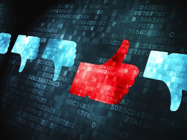 sosyal network kavramı: yukarı, aşağı dijital arka plan üzerinde thumb