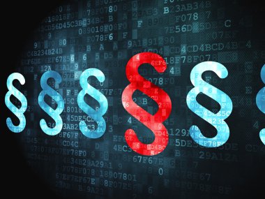 Hukuk kavramı: paragraf dijital arka plan üzerinde