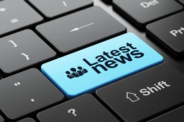 News concept: Business People and Latest News on computer keyboard background — Stock Photo, Image