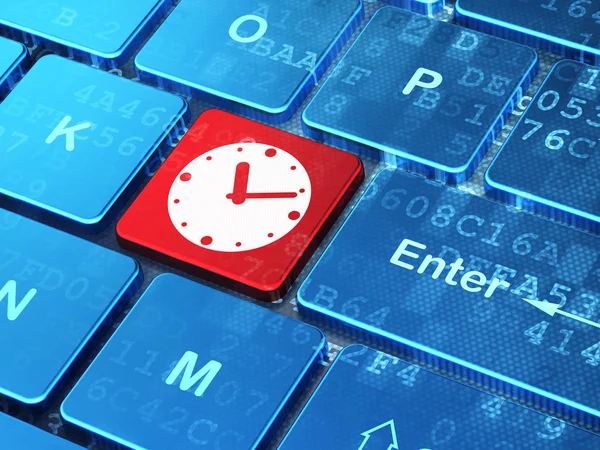 Time concept: Clock on computer keyboard background — Stock Photo, Image