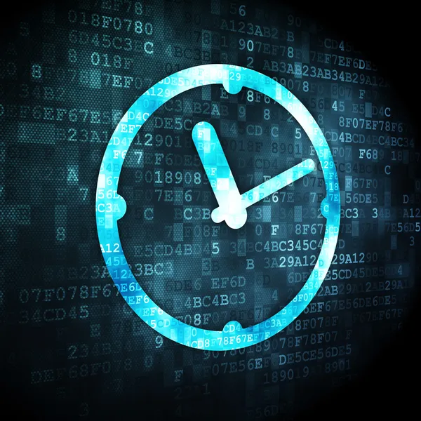 Концепция времени: часы на цифровом фоне — стоковое фото