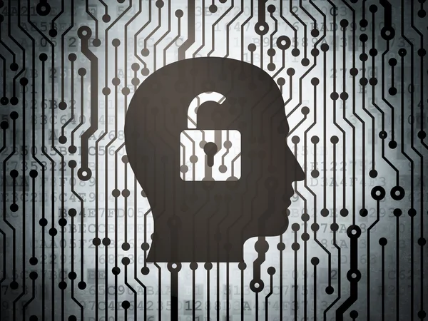 Business concept: circuit board with Head With Padlock — Stock Photo, Image
