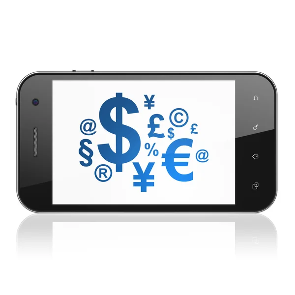 Concepto de noticias: Símbolo financiero en smartphone — Foto de Stock