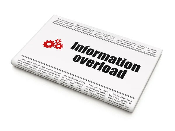 Data concept: newspaper with Information Overload and Gears — Stock Photo, Image