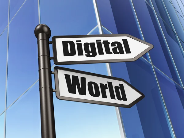 Data concept: sign Digital World on Building background — Stock Photo, Image