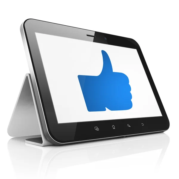 Social network concept: Thumb Up on tablet pc computer — Stock Photo, Image