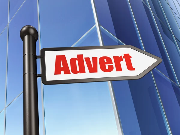 Marketing koncepció: jel reklámoz-ra épület háttér — Stock Fotó