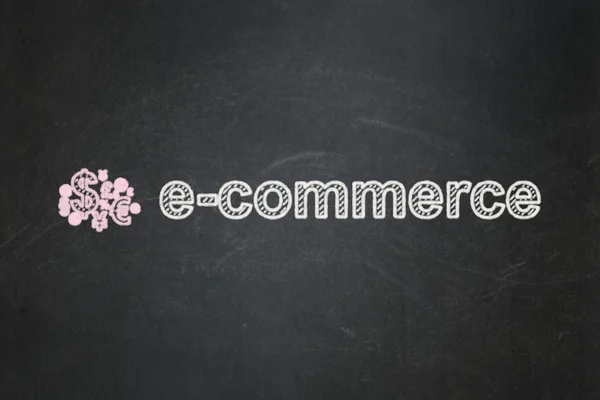 Business concept: Finance Symbol and E-commerce on chalkboard background — Stock Photo, Image