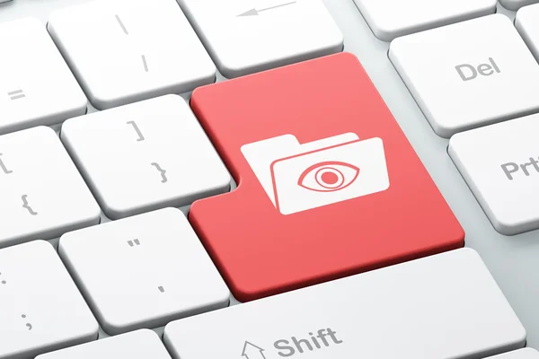 Finance concept: Folder With Eye on computer keyboard background — Stock Photo, Image