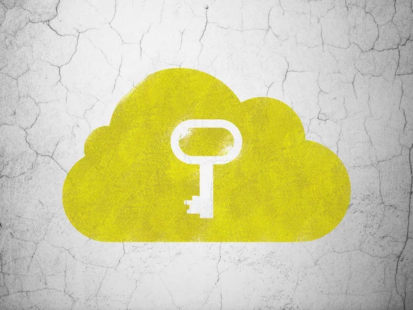 Cloud technology concept: Cloud With Key on wall background — Stock Photo, Image