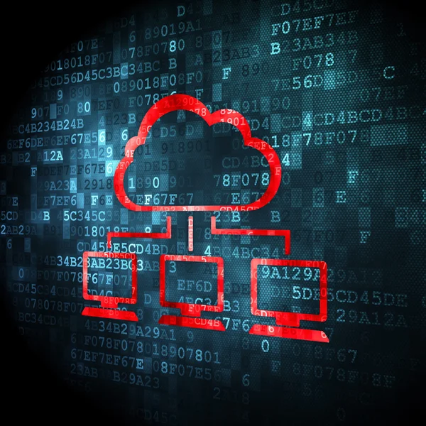 Cloud computing concept: Cloud netwerk op digitale achtergrond — Stockfoto