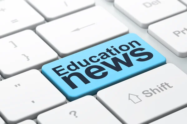 Conceito de notícias: Educação Notícias sobre fundo teclado computador — Fotografia de Stock
