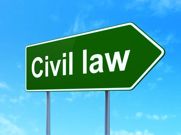 Concept de droit : Droit civil sur fond de panneau routier — Photo