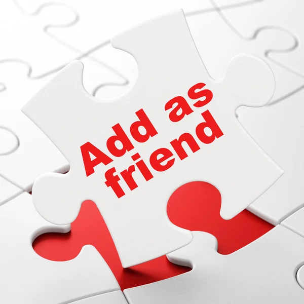 Conceito de mídia social: Adicionar como amigo no fundo do quebra-cabeça — Fotografia de Stock