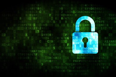 Veri kavramı: dijital arka plan üzerinde kapalı asma kilit