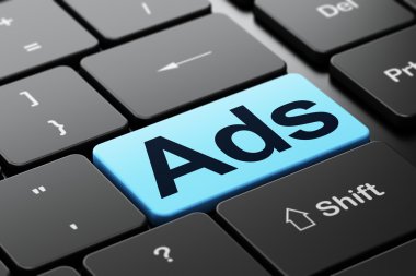 pazarlama kavramı: reklamlar bilgisayarda klavye arka plan