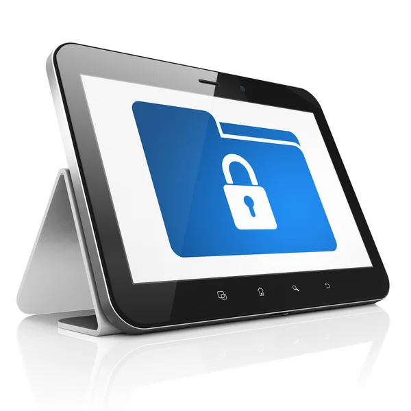 Finance concept: Folder With Lock on tablet pc computer — Stock Photo, Image