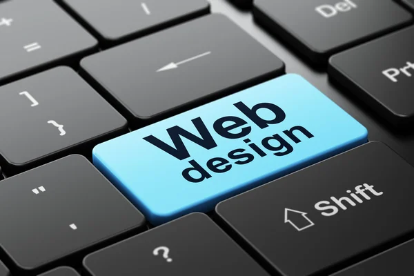 Conceito de desenvolvimento Web: Web Design no fundo do teclado do computador — Fotografia de Stock