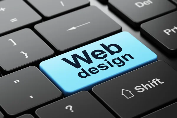 Web ontwikkelingsconcept: webdesign op computer toetsenbord achtergrond — Stockfoto