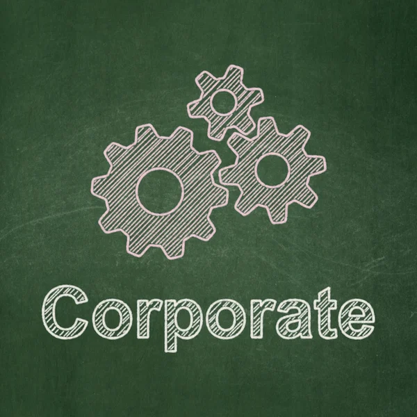 Business concept: Gears and Corporate on chalkboard background — Stock Photo, Image