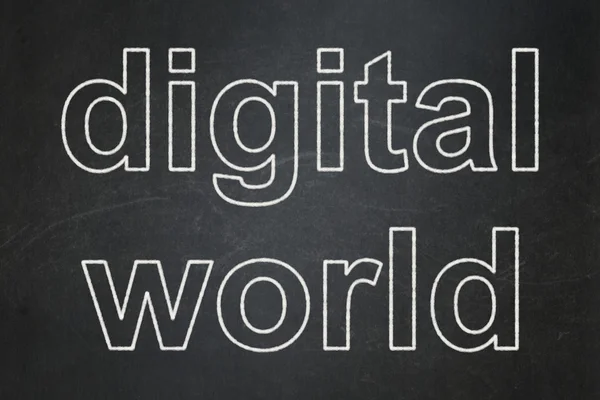 Conceito de informação: Digital World on chalkboard background — Fotografia de Stock