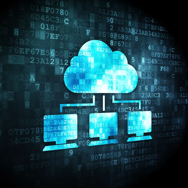 Cloud computing koncept: Cloud nätverk på digital bakgrund — Stockfoto