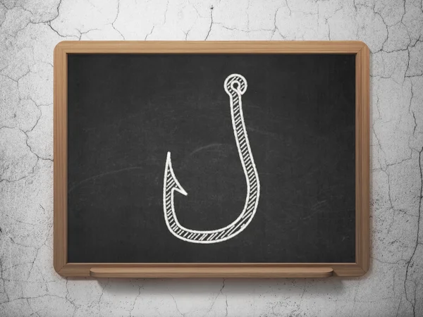 Privacy concept: Fishing Hook on chalkboard background — Stock Photo, Image