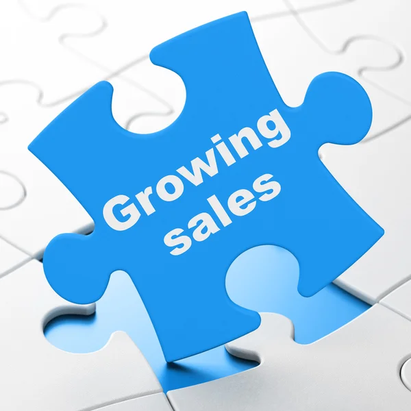 Finance concept: Growing Sales on puzzle background — Stock Photo, Image