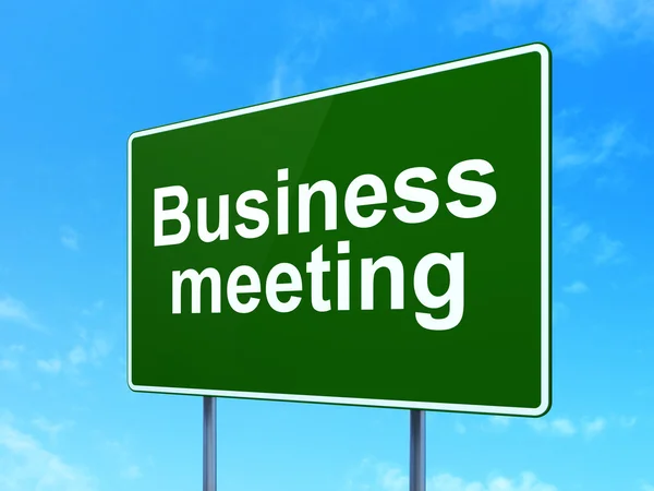 Conceito de financiamento: Business Meeting on road sign background — Fotografia de Stock