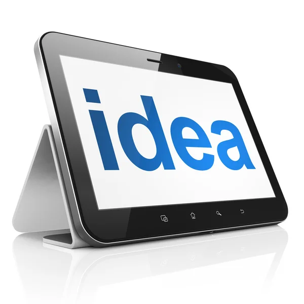 Reclame concept: idee op tablet pc-computer — Stockfoto