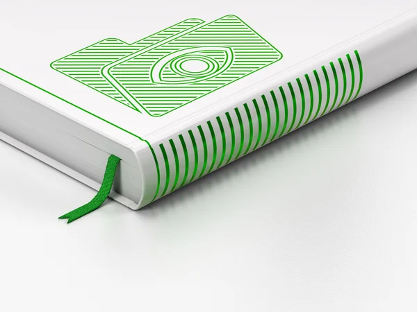 Business concept: libro chiuso, Cartella con occhio su sfondo bianco — Foto Stock