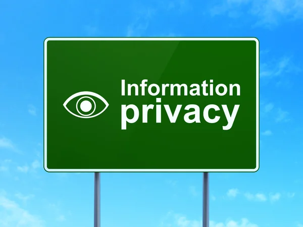 Concept de protection : Information Privacy and Eye on road sign background — Photo