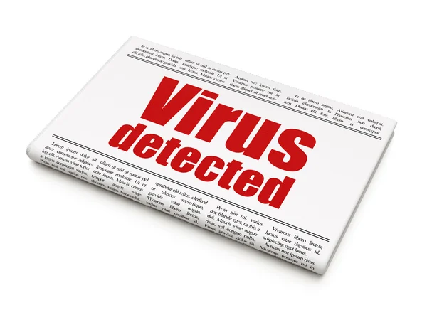 Concepto de protección: titular del periódico Virus Detectado —  Fotos de Stock