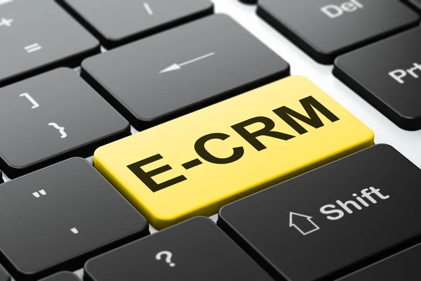 Finanční koncept: e-crm na pozadí klávesnice počítače — Stock fotografie