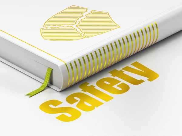 Privacy concept: book Broken Shield, Safety on white background — Stock Photo, Image