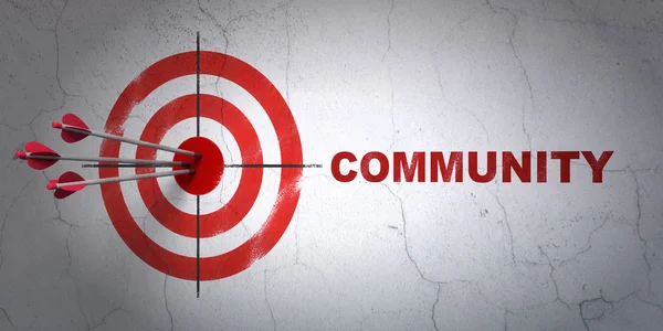 Concetto di social media: target e community su sfondo wall — Foto Stock