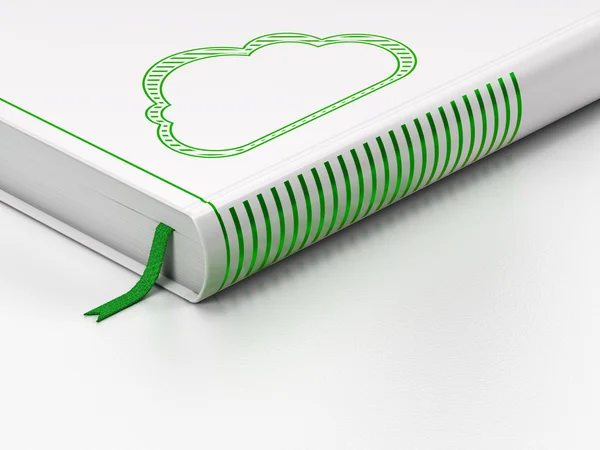 Cloud computing concept: gesloten boek, wolk op witte achtergrond — Stockfoto