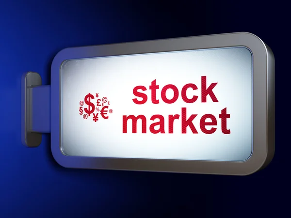Podnikatelský koncept: akciový trh a finanční symbol na billboardu na pozadí — Stock fotografie