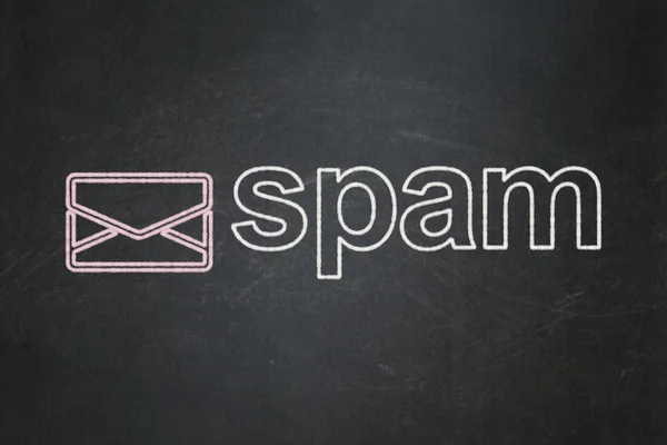 Concetto di protezione: Email e Spam su sfondo lavagna — Foto Stock