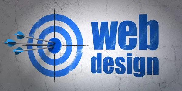 Webdesign-Konzept: Ziel- und Webdesign auf Wandhintergrund — Stockfoto