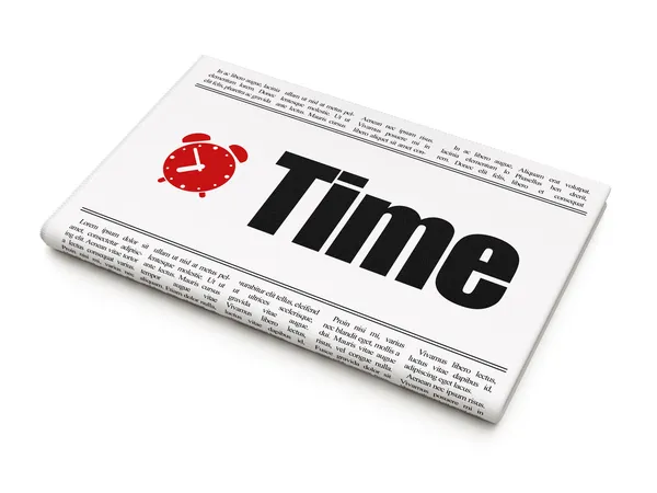 Time concept: newspaper with Time and Alarm Clock — Stock Photo, Image