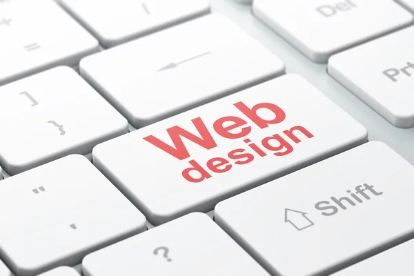 Conceito de web design SEO: Web Design no fundo do teclado do computador — Fotografia de Stock