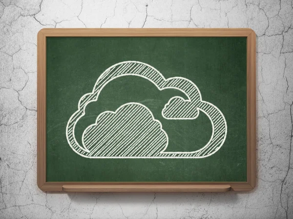 Bulut bilgi işlem kavramı: Kara tahta arka plan bulut — Stok fotoğraf