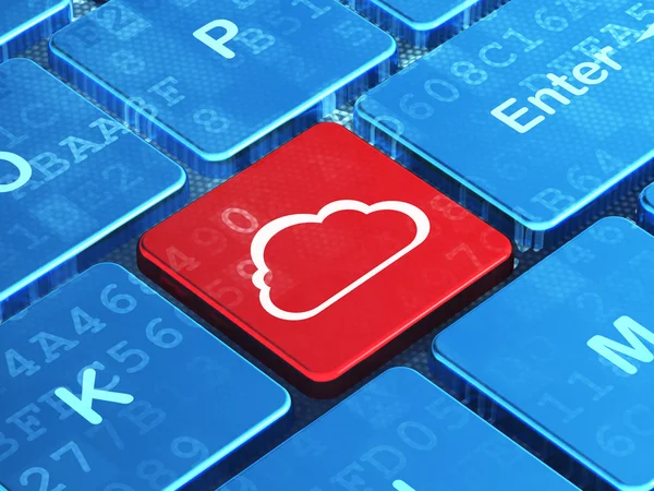 Concetto di tecnologia Cloud: Cloud su sfondo tastiera del computer — Foto Stock