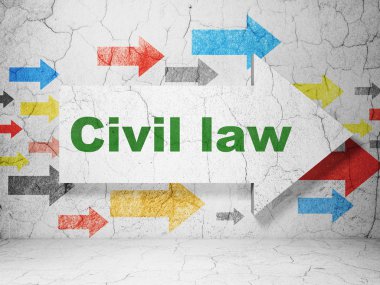 Hukuk kavramı: Medeni Hukuk grunge duvar arka plan ile ok