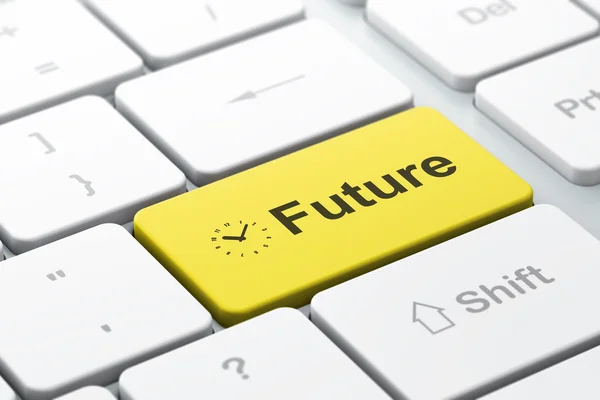 Timeline concept: Clock and Future on computer keyboard background — Stock Photo, Image