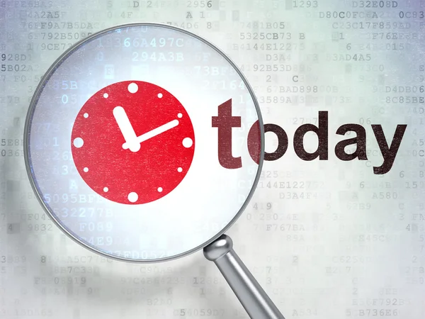 Tidskonsept: Clock and Today med optisk glass – stockfoto