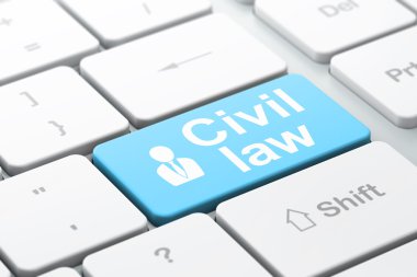 Hukuk kavramı: iş adamı ve medeni hukuk bilgisayarda klavye arka plan