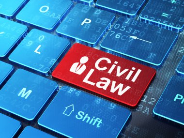 Hukuk kavramı: iş adamı ve medeni hukuk bilgisayarda klavye arka plan